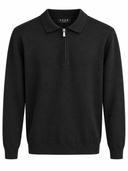 BLACK ZIPPED LONGSLEEVE POLO