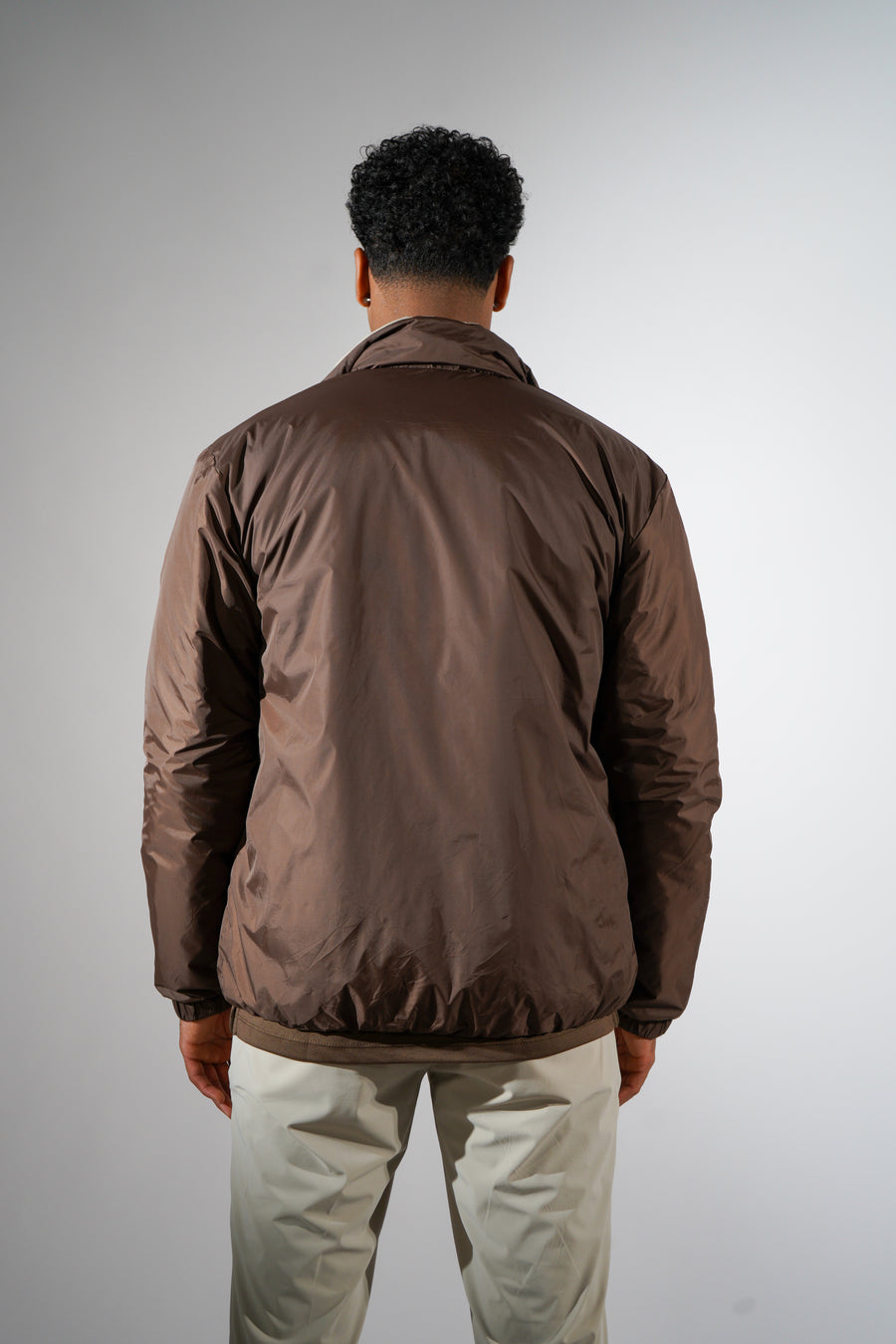 Bruine/beige dubbelzijdig puffer jas