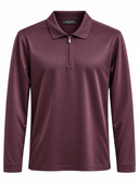 BORDEAUX ZIPPED LONGSLEEVE POLO MERCERISED