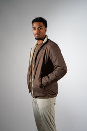 Bruine/beige dubbelzijdig puffer jas