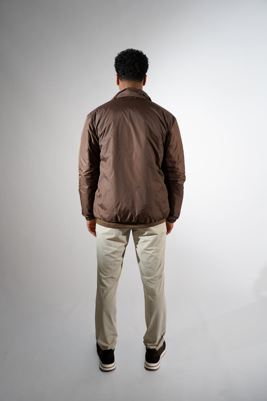 Bruine/beige dubbelzijdig puffer jas