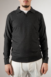 Donker Grijze polo lange mouw