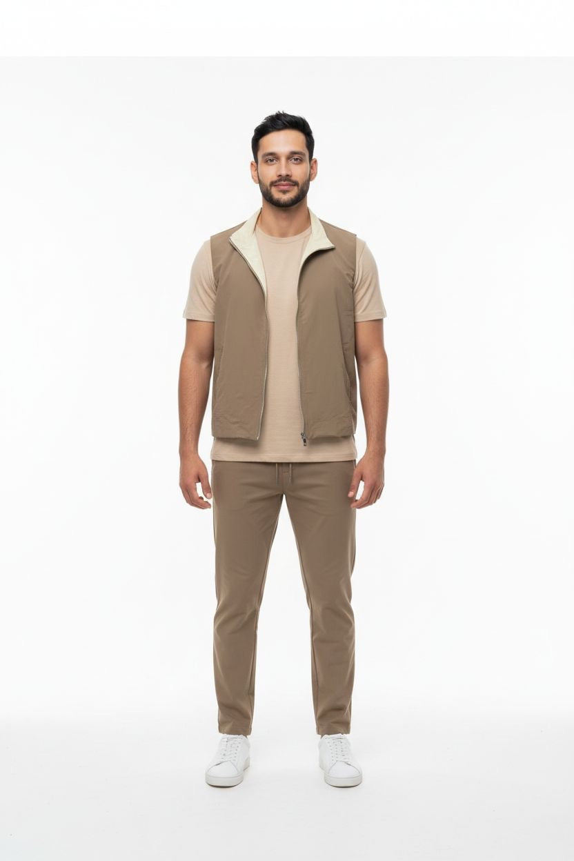 Bodywarmer set licht bruin dubbelzijdig