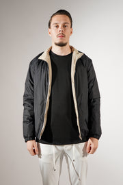 Zwarte/Beige dubbelzijdig Puffer jas