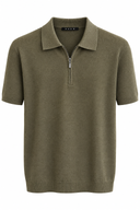 Khaki green zipper polo