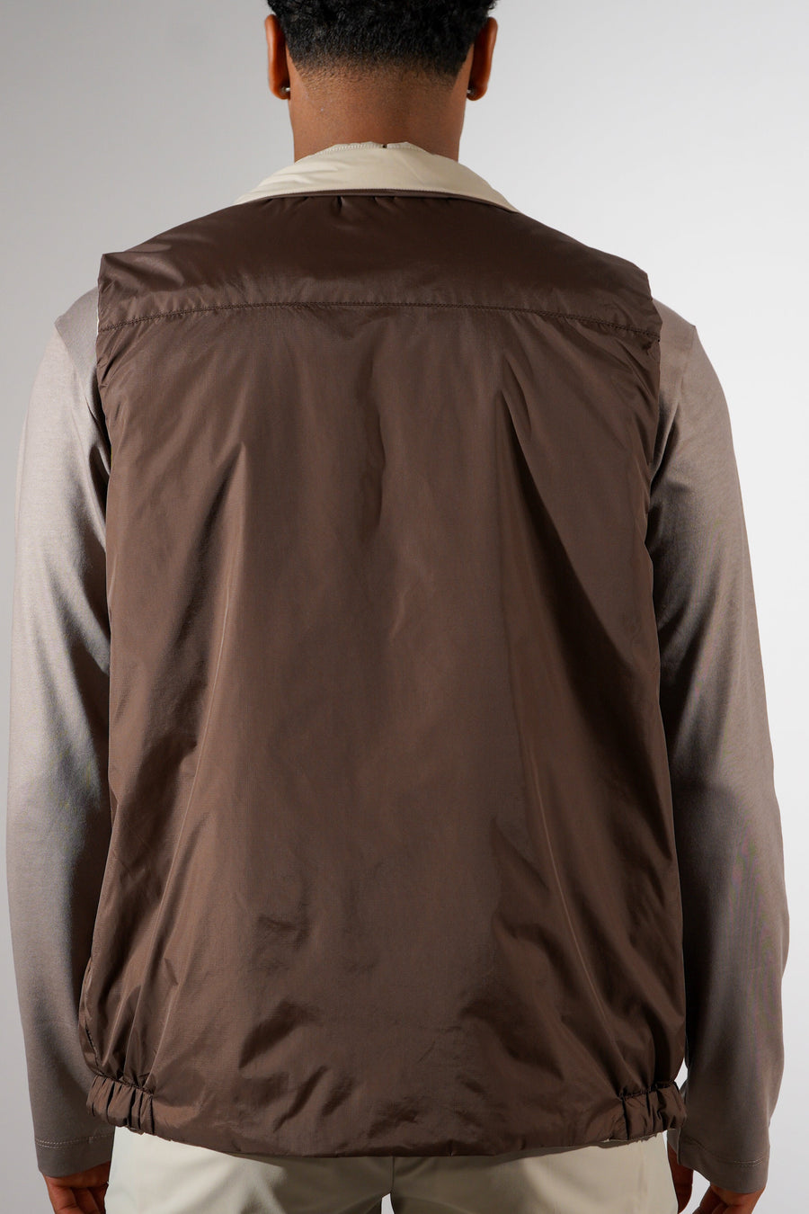 Bruine bodywarmer dubbelzijdig beige