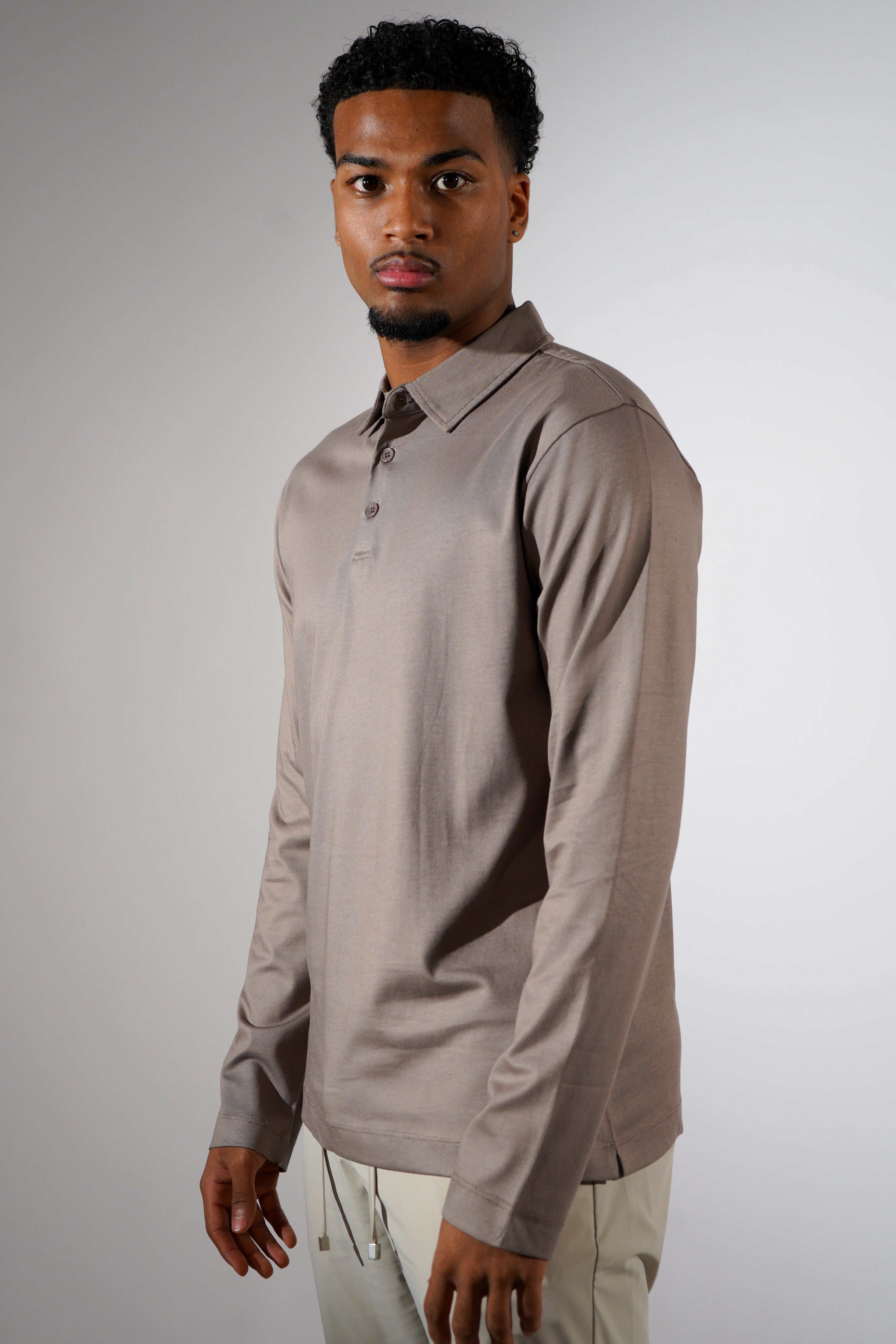 Longsleeve Polo Taupe