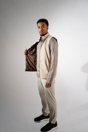 Bruine bodywarmer dubbelzijdig beige