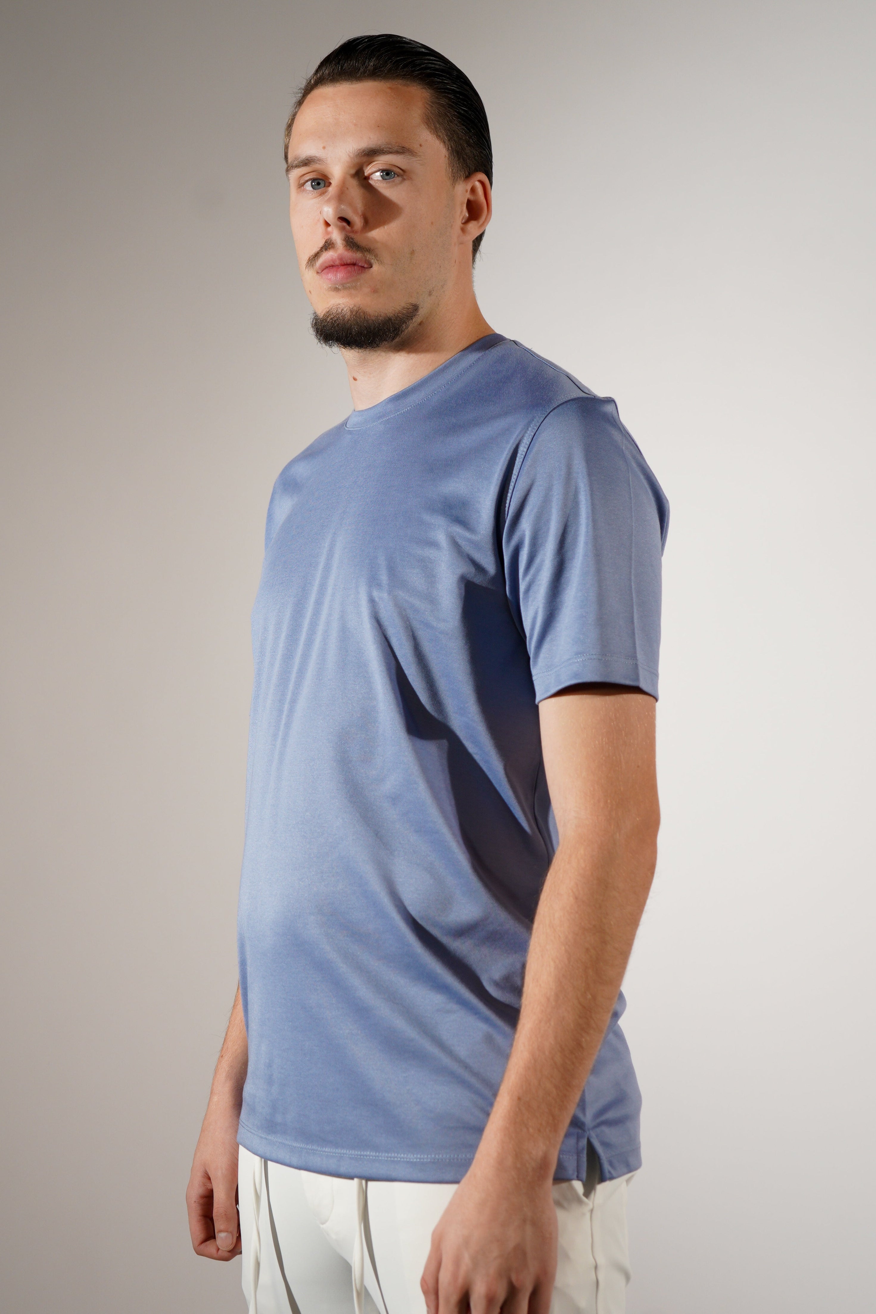 Mercerized Cotton shirt Ocean Blauw
