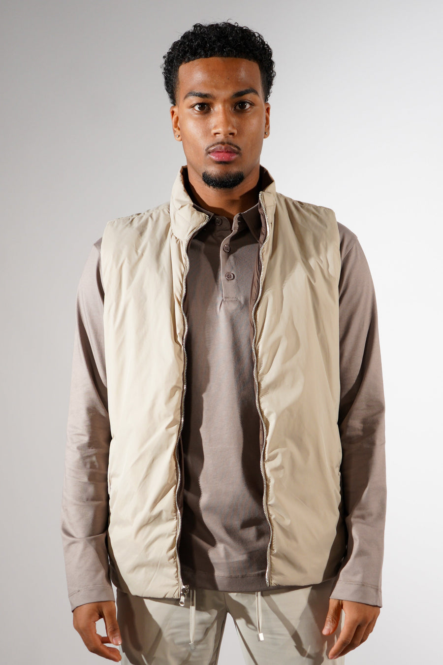 Bruine bodywarmer dubbelzijdig beige