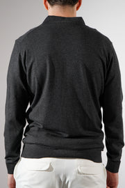 Donker Grijze polo lange mouw
