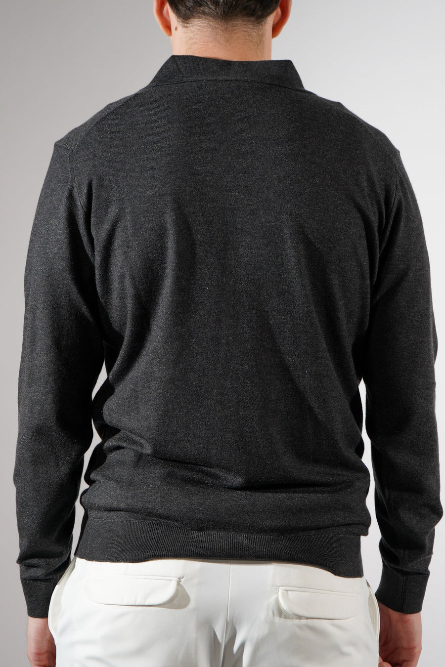 Donker Grijze polo lange mouw
