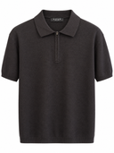 BIGSIZE Black zip polo