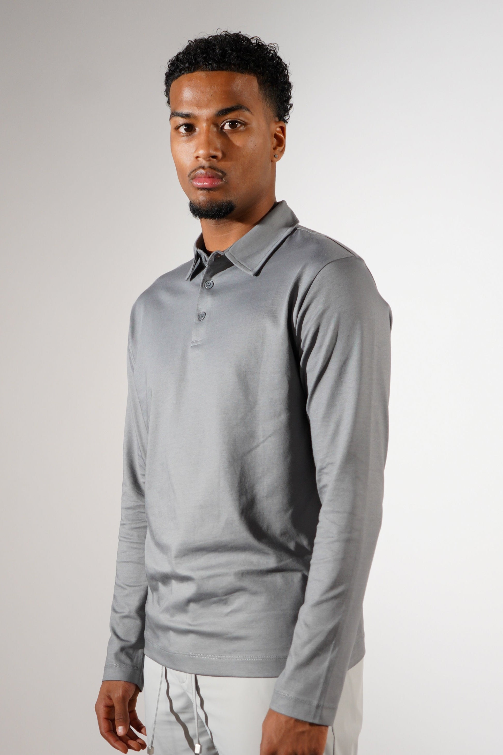 Longsleeve Polo Grijs