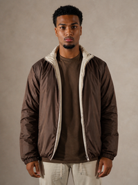 BROWN BEIGE REVERSIBLE PUFFER JACKET
