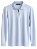 Baby Blue ZIPPED LONGSLEEVE POLO MERCERISED