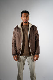 Bruine/beige dubbelzijdig puffer jas