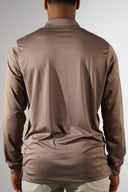 TAUPE ZIPPED LONGSLEEVE POLO
