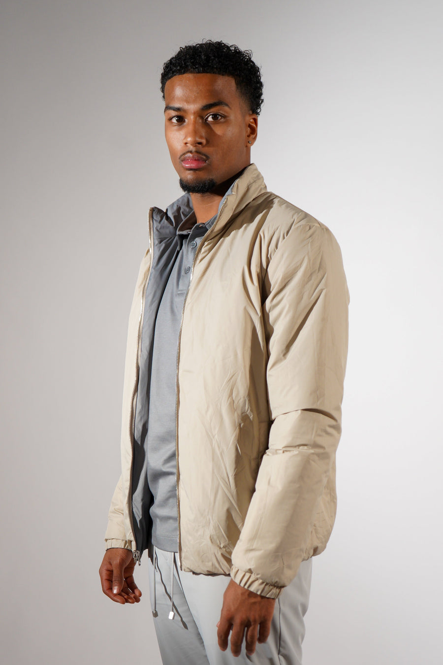 Dubbelzijdig jas grijs beige