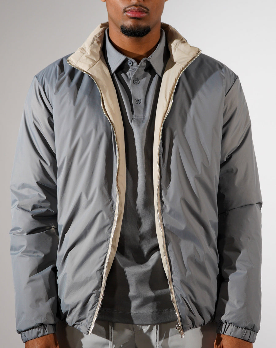 Dubbelzijdig jas grijs beige