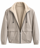 Dubbelzijdige jas beige wol