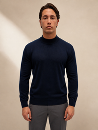 NAVY MOCK NECK SWEATER